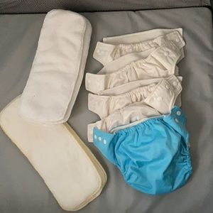 Fully adjustable Cloth Diapers 5 Diapers and 10 liners (5 reg and 5 heavy duty)